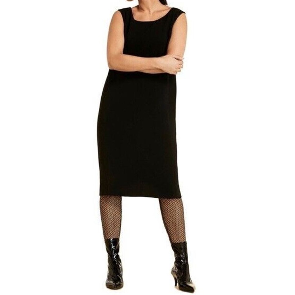 Marina Rinaldi Dress Plus Size 18 Sleeveless Sheath Dress Midi Navy Altered